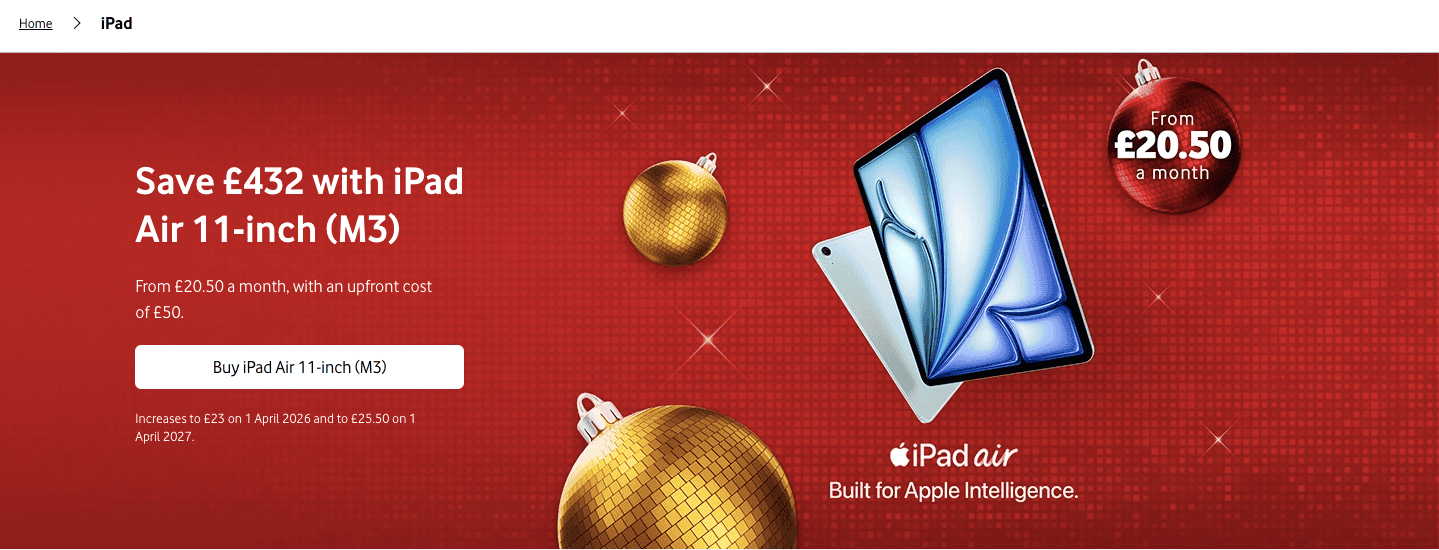 Vodafone plan bundle example