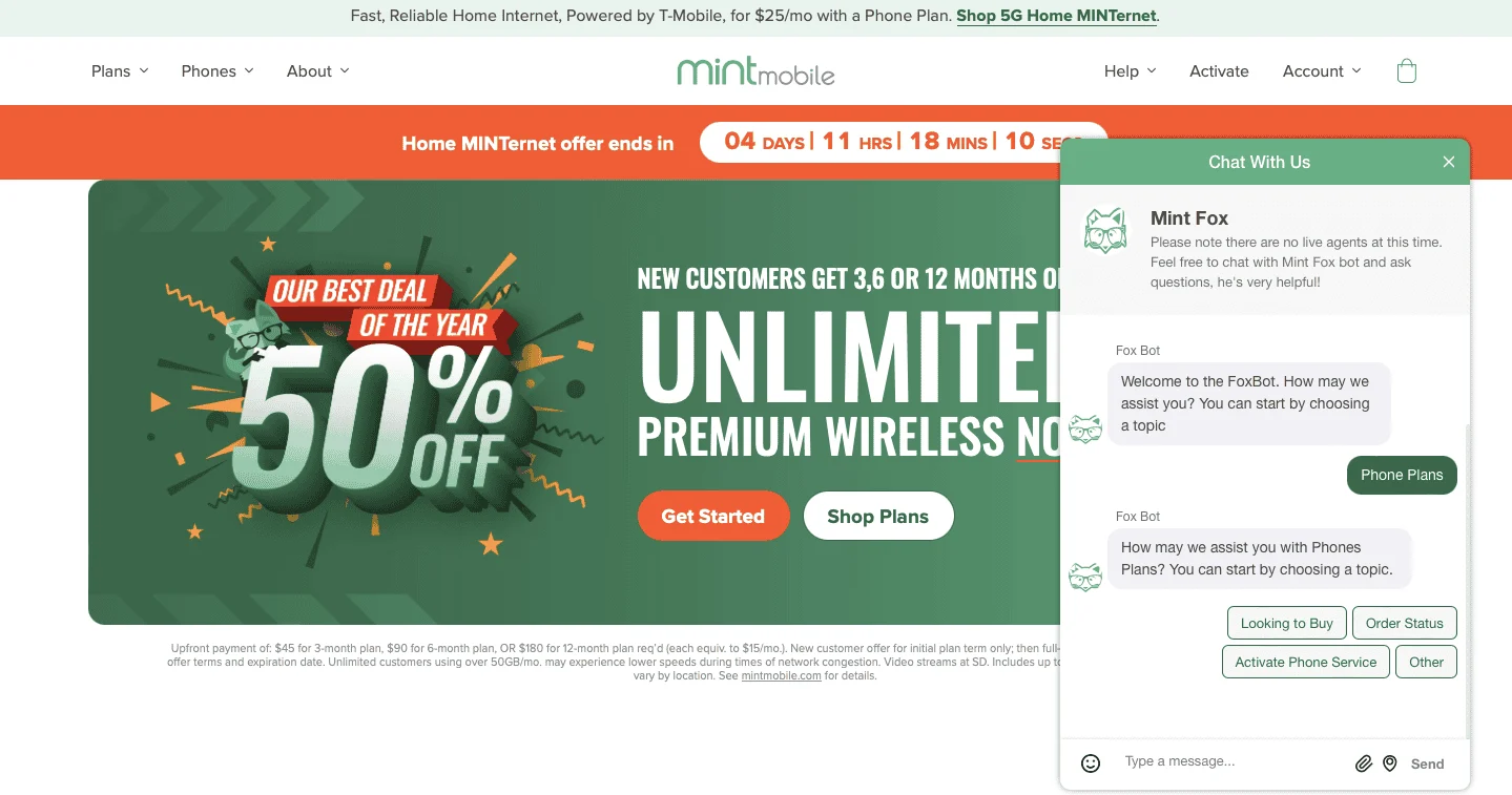 Mint mobile omnichannel support example