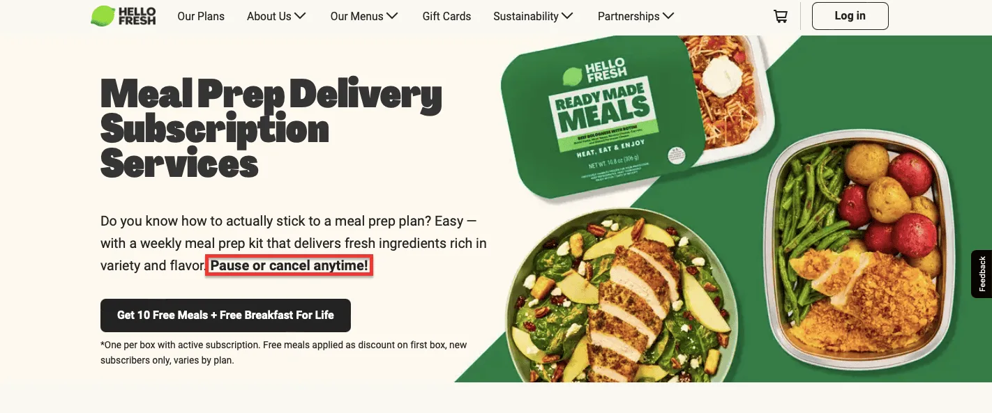 Hello Fresh Flexible Plans Example