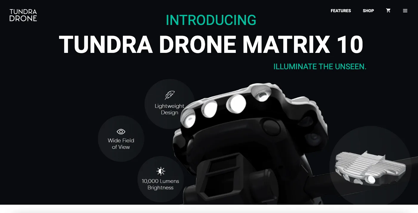 tundra drones landing page example