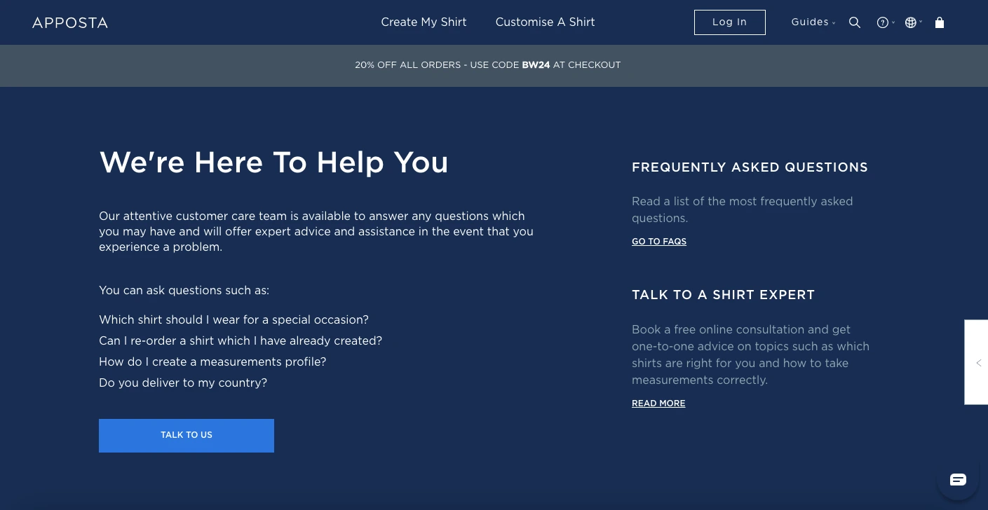 apposta landing page example