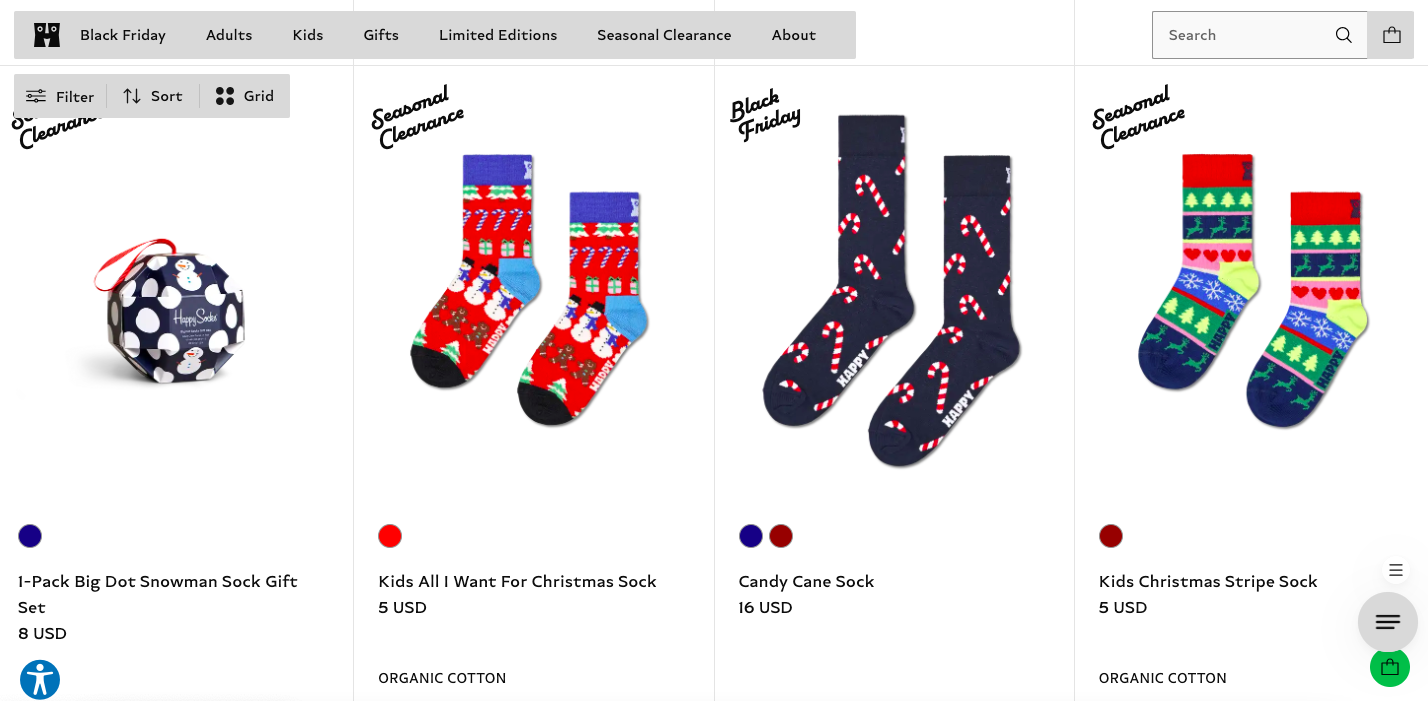 happy socks landing page example