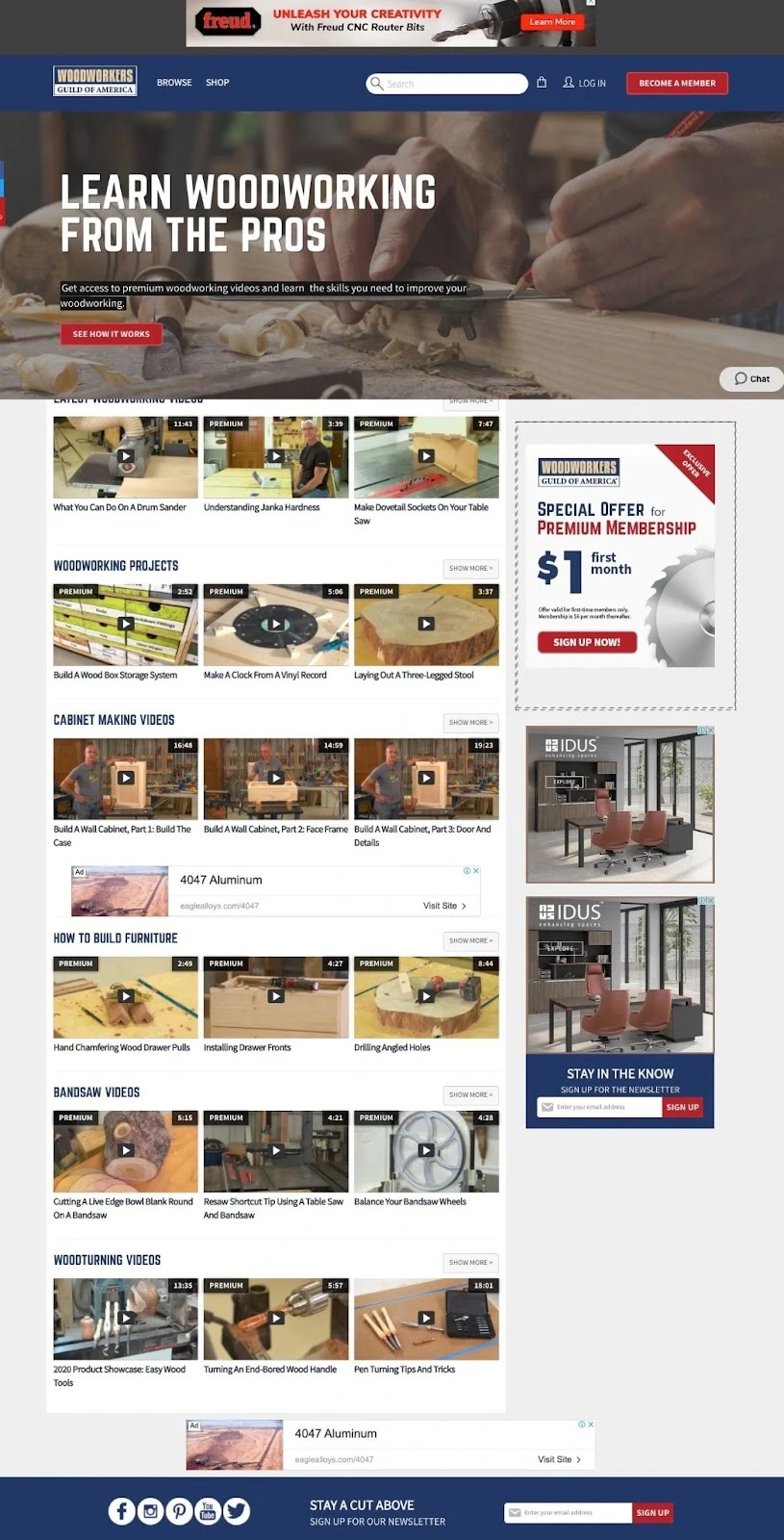 woodworkers guild landing page example