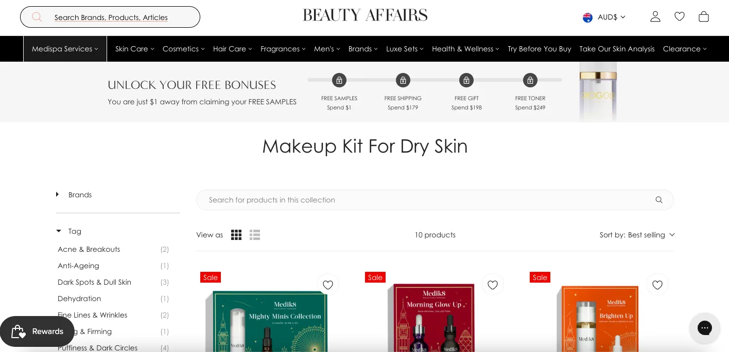 beauty affairs landing page example