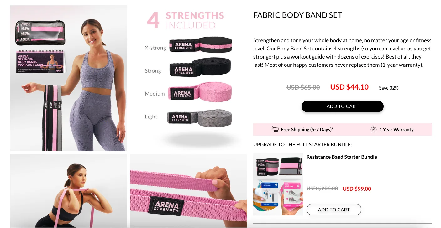 arena strength landing page example