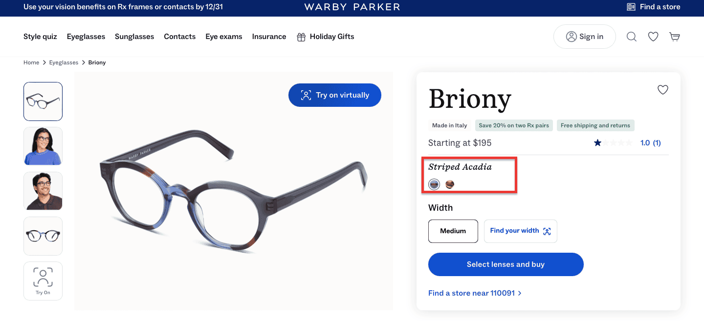 warby parker high intent behavior example