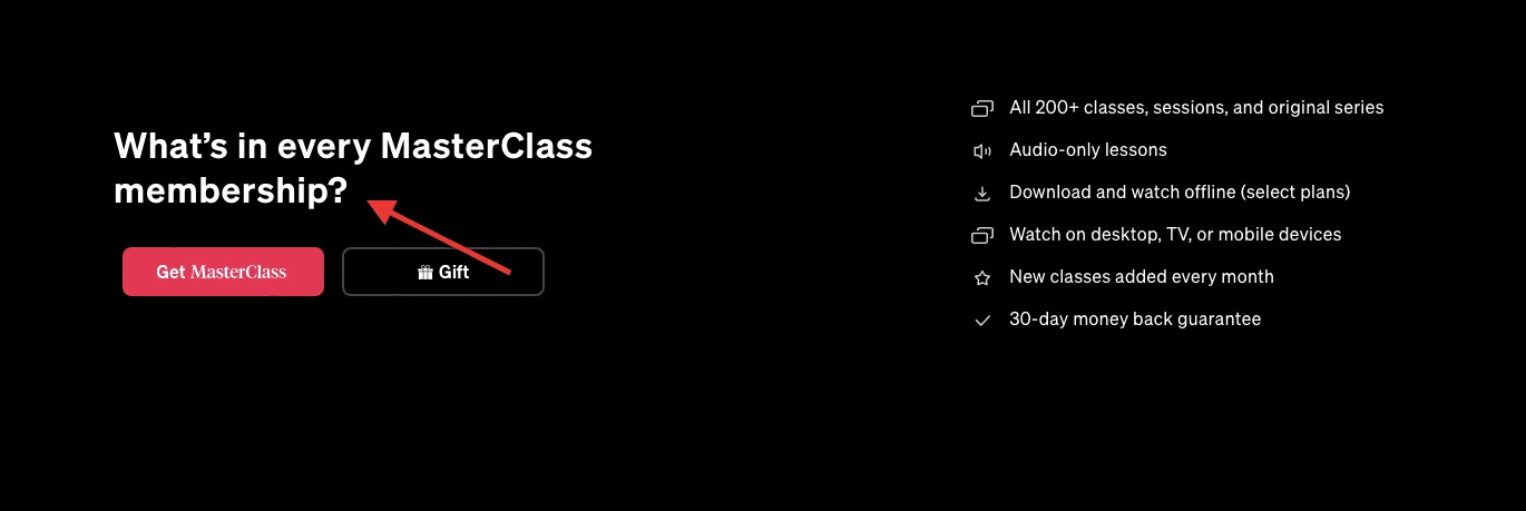 Masterclass membership example