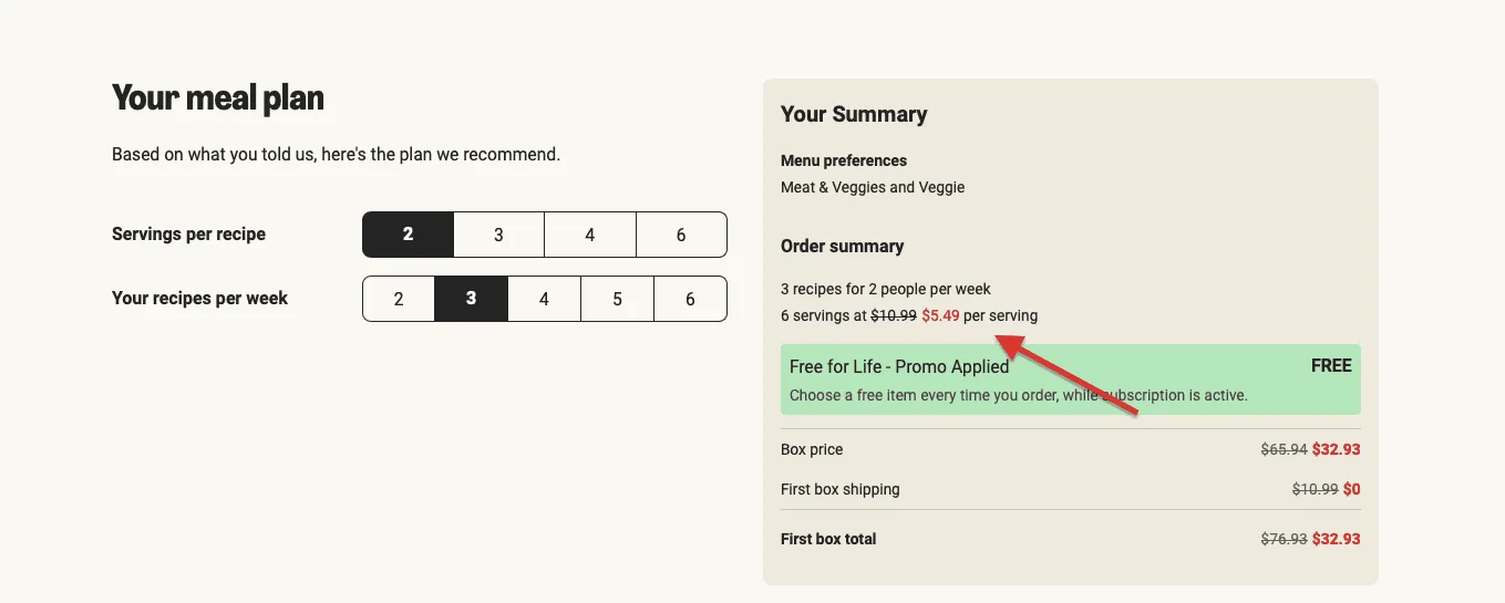 Hello Fresh Price Per Serving Example