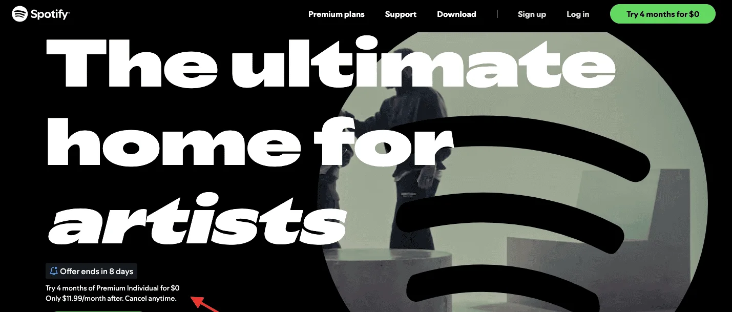 spotify subscription cancellation exmple