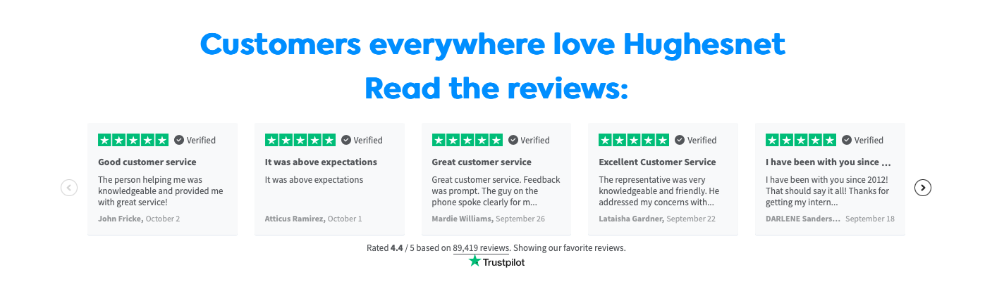 Hughesnet social proof example
