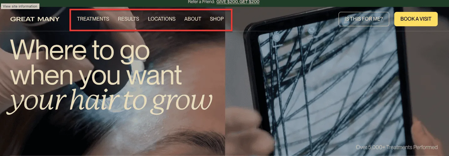 minimal menu example