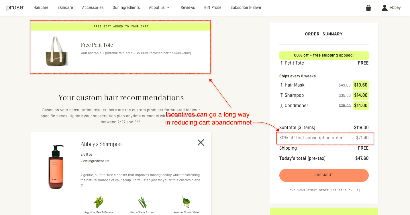 prose incentives example