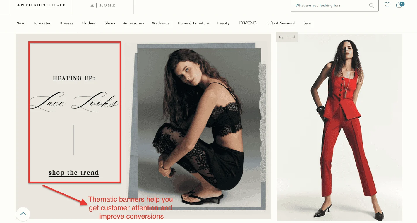 anthropologie subcategory promotional banner example
