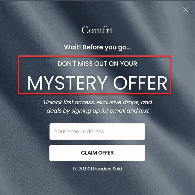 comfrt mystry offer example