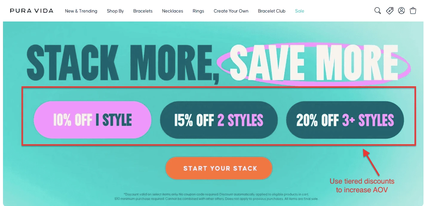 pure vida seasonal discounts example