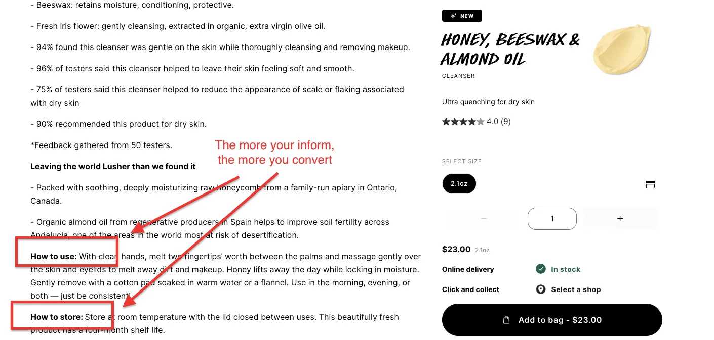 Lush Product Page Example