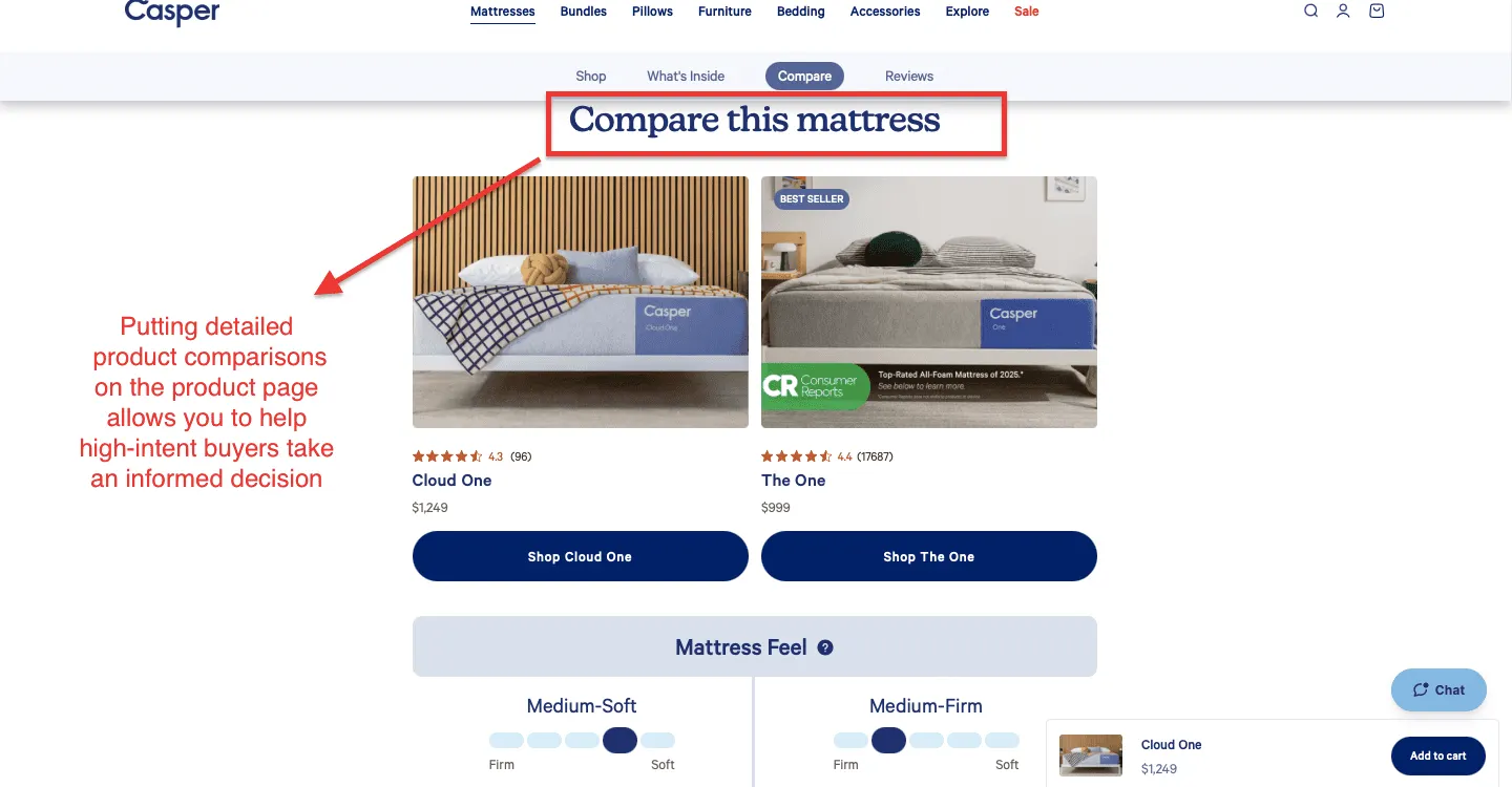 Casper product page example