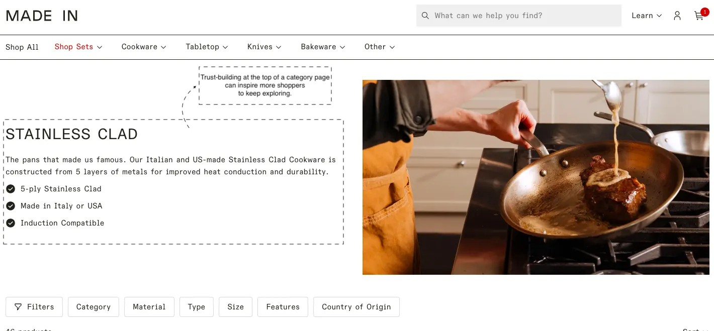 Made in stainless clad