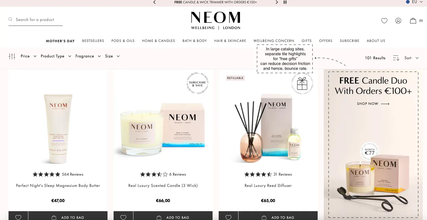 Neom Tile Highlights Example