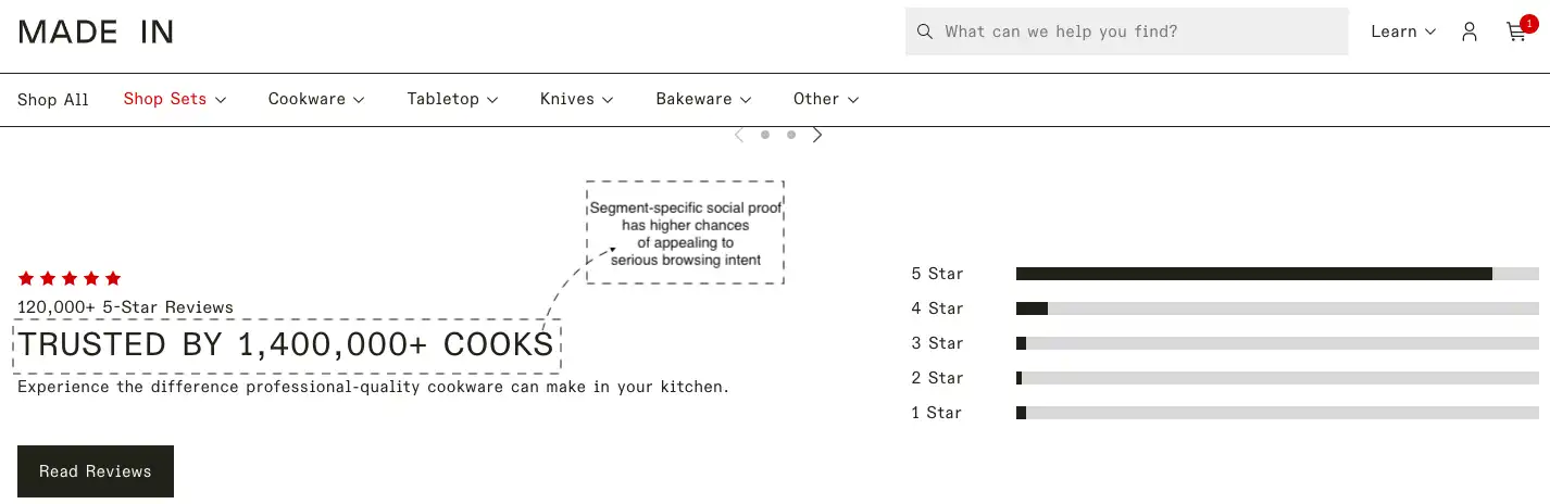 Made in social proof example