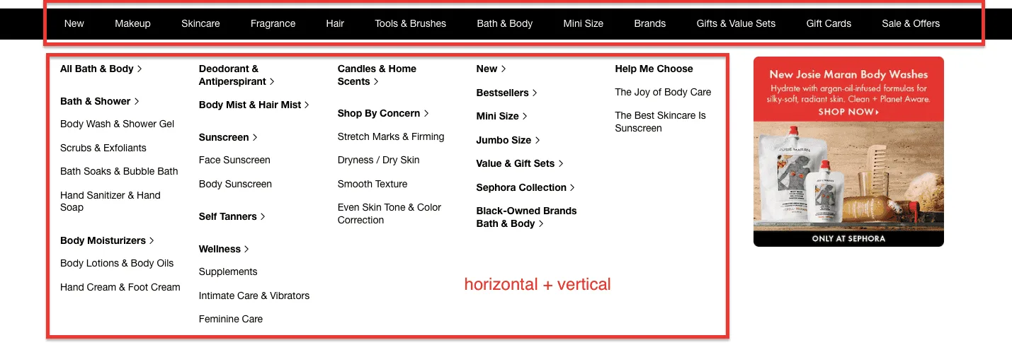 Sephora Category Page Example