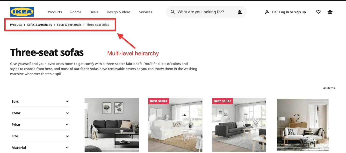 Ikea Category Page Example