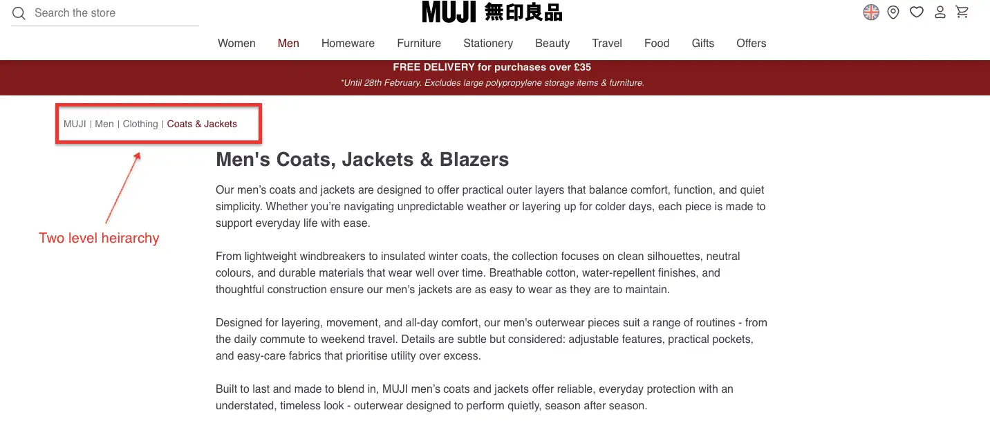 Muji Category Page Example