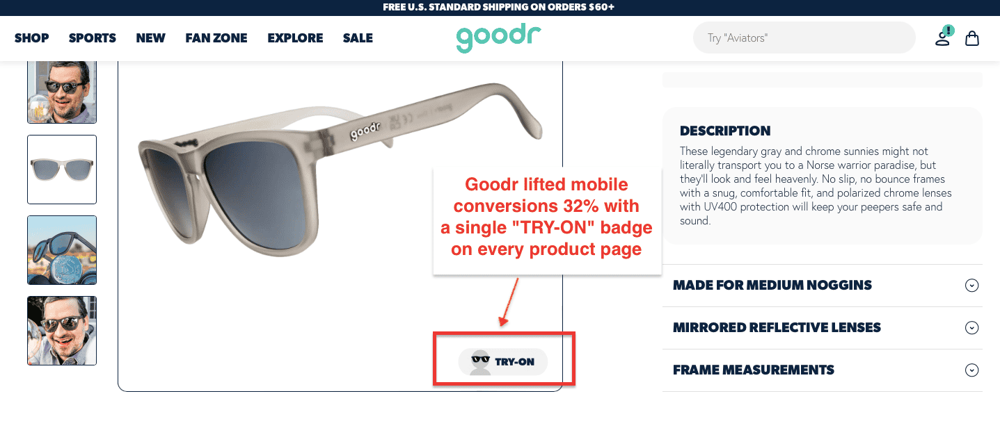 Goodr Shopify Product Page Example