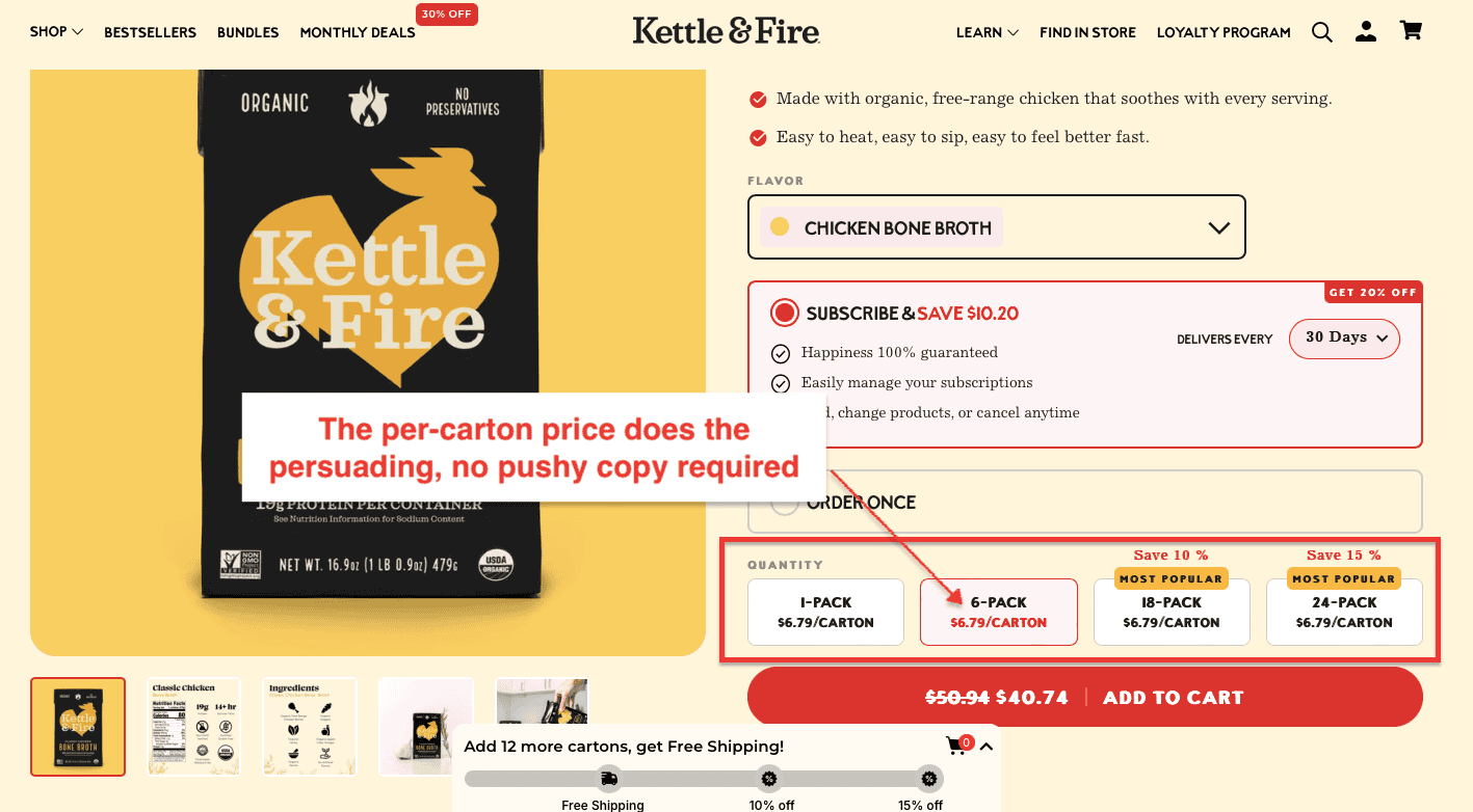 Kettle and Fire Product Page Example