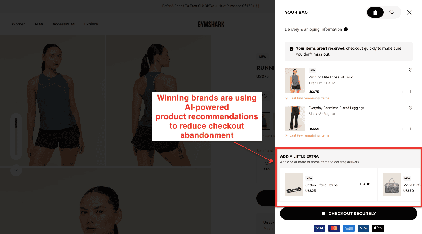 Gymshark checkout page example