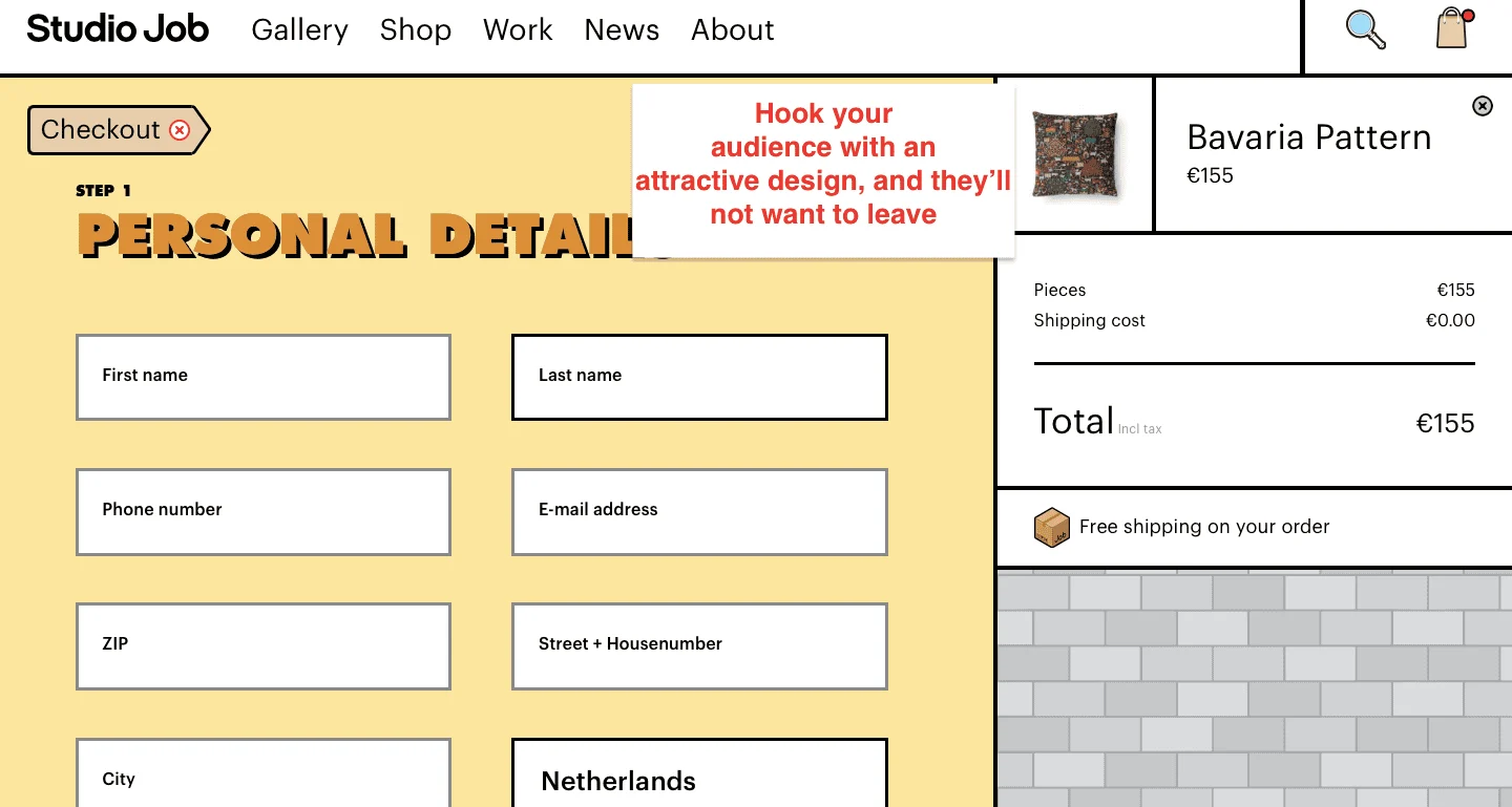 Studio Job Checkout Page Example
