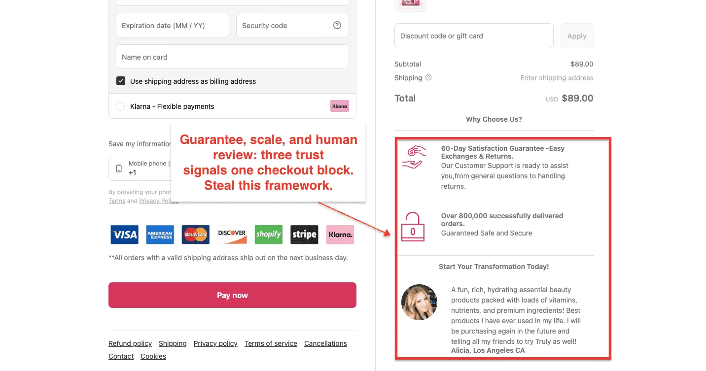 Truly Beauty Social Proof Example