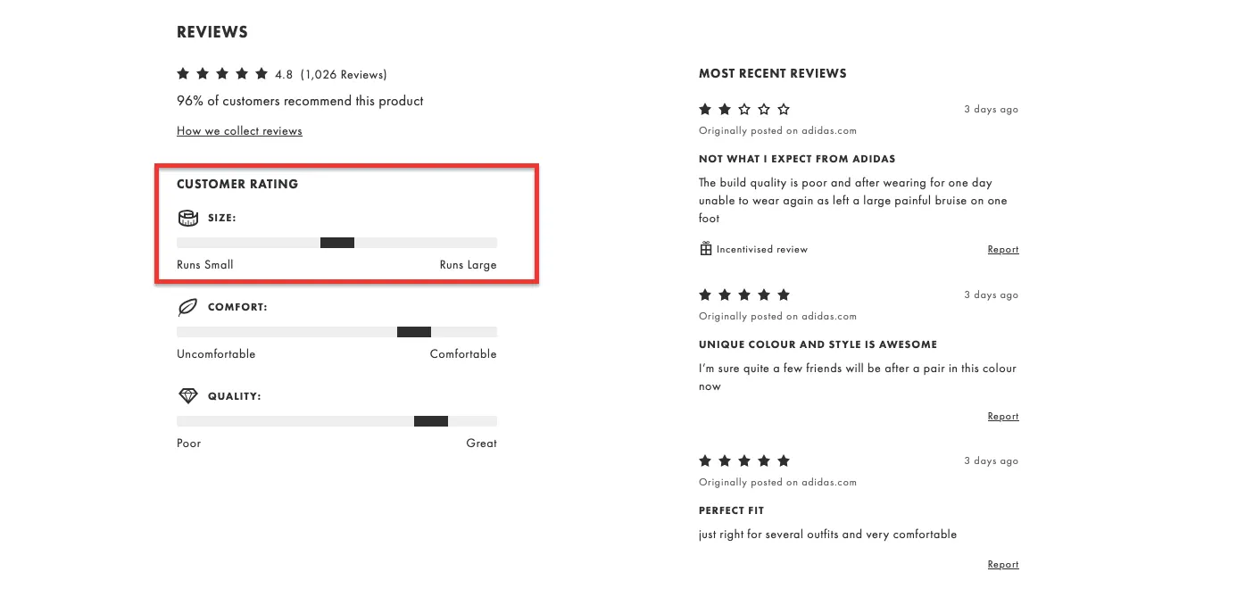 asos pre-purchase fit prediction example
