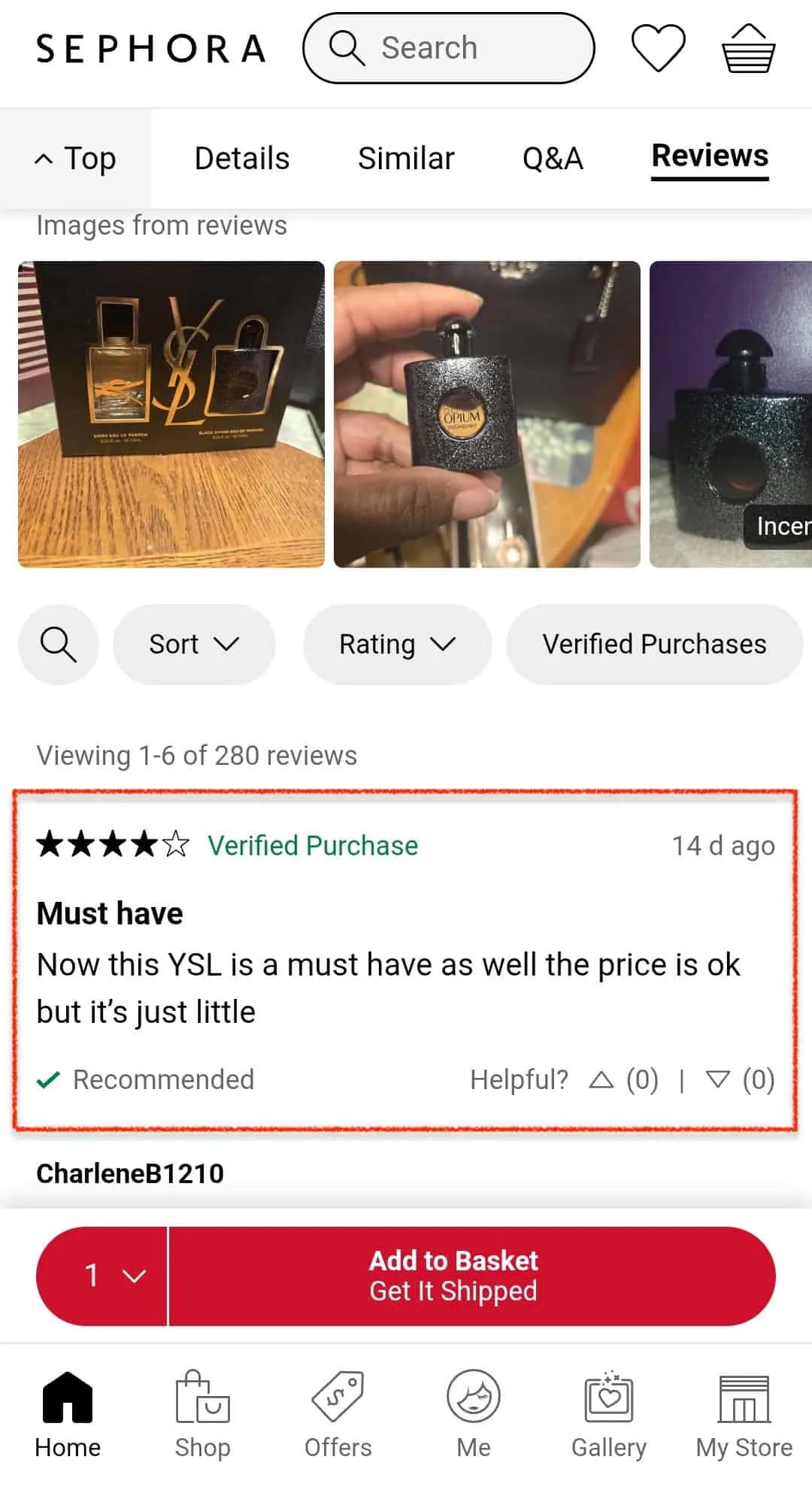 Sephora mobile product page example