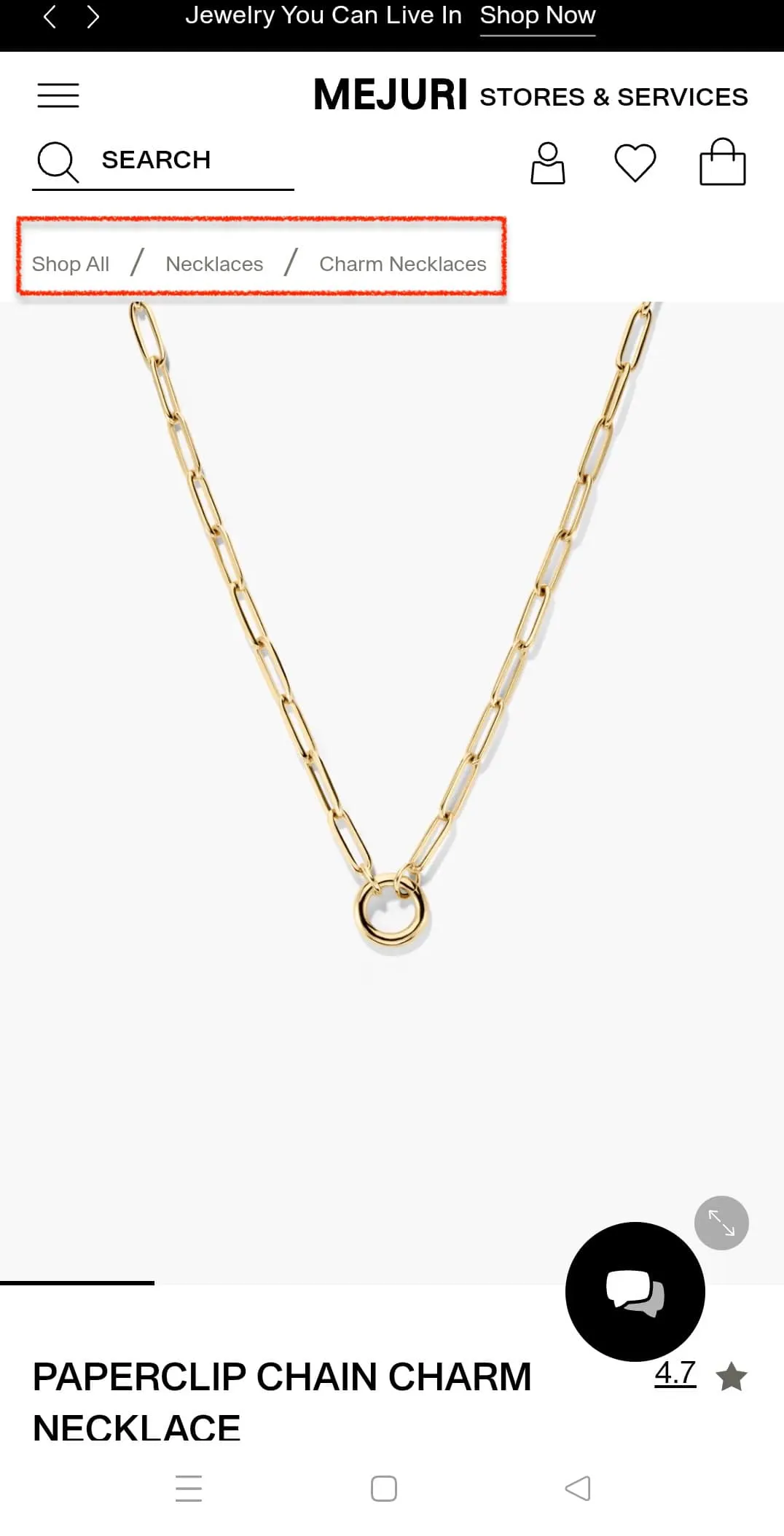 Mejuri Mobile Product Page Example