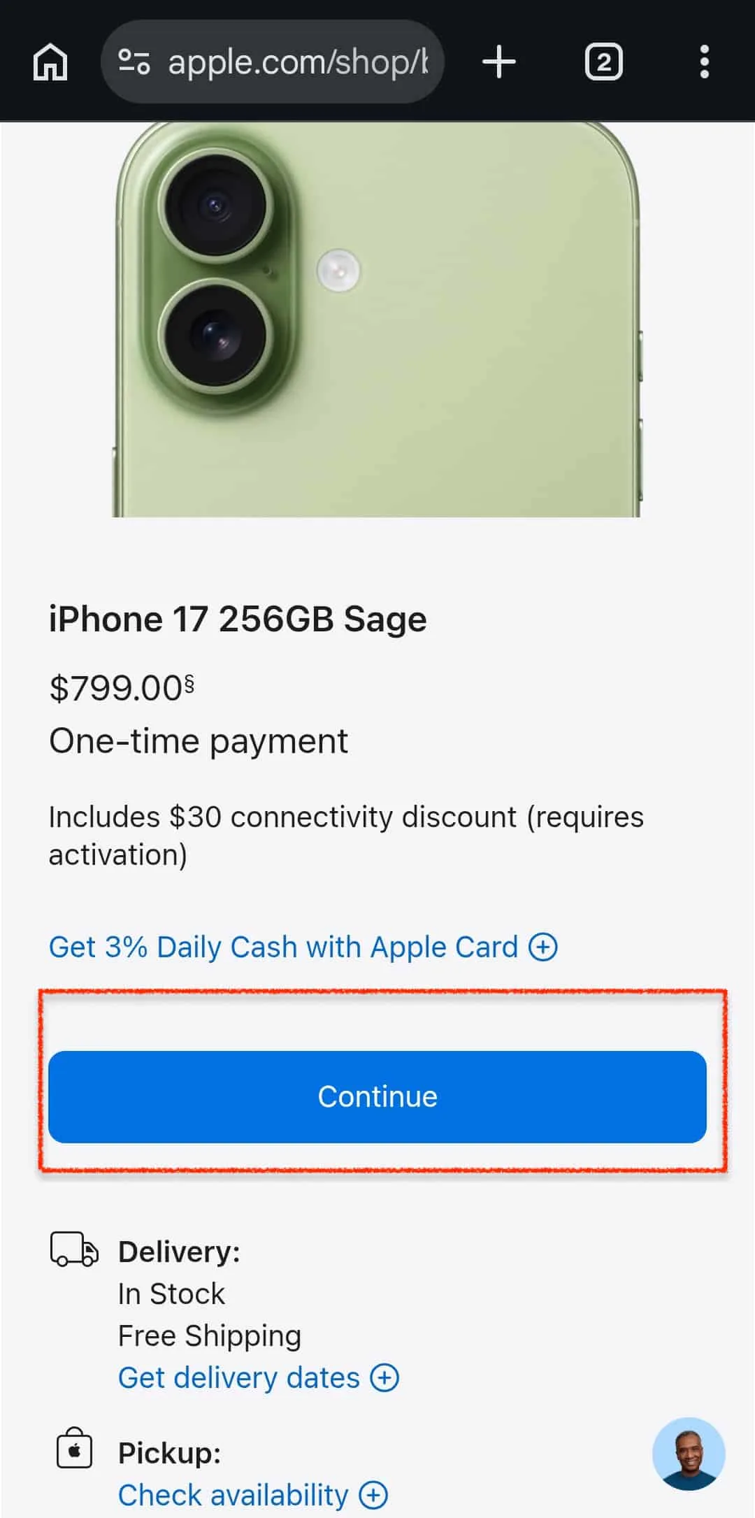 Apple mobile checkout example