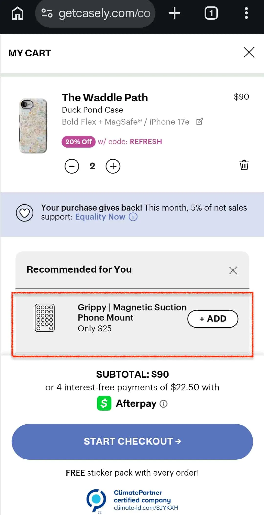 casely mobile checkout example