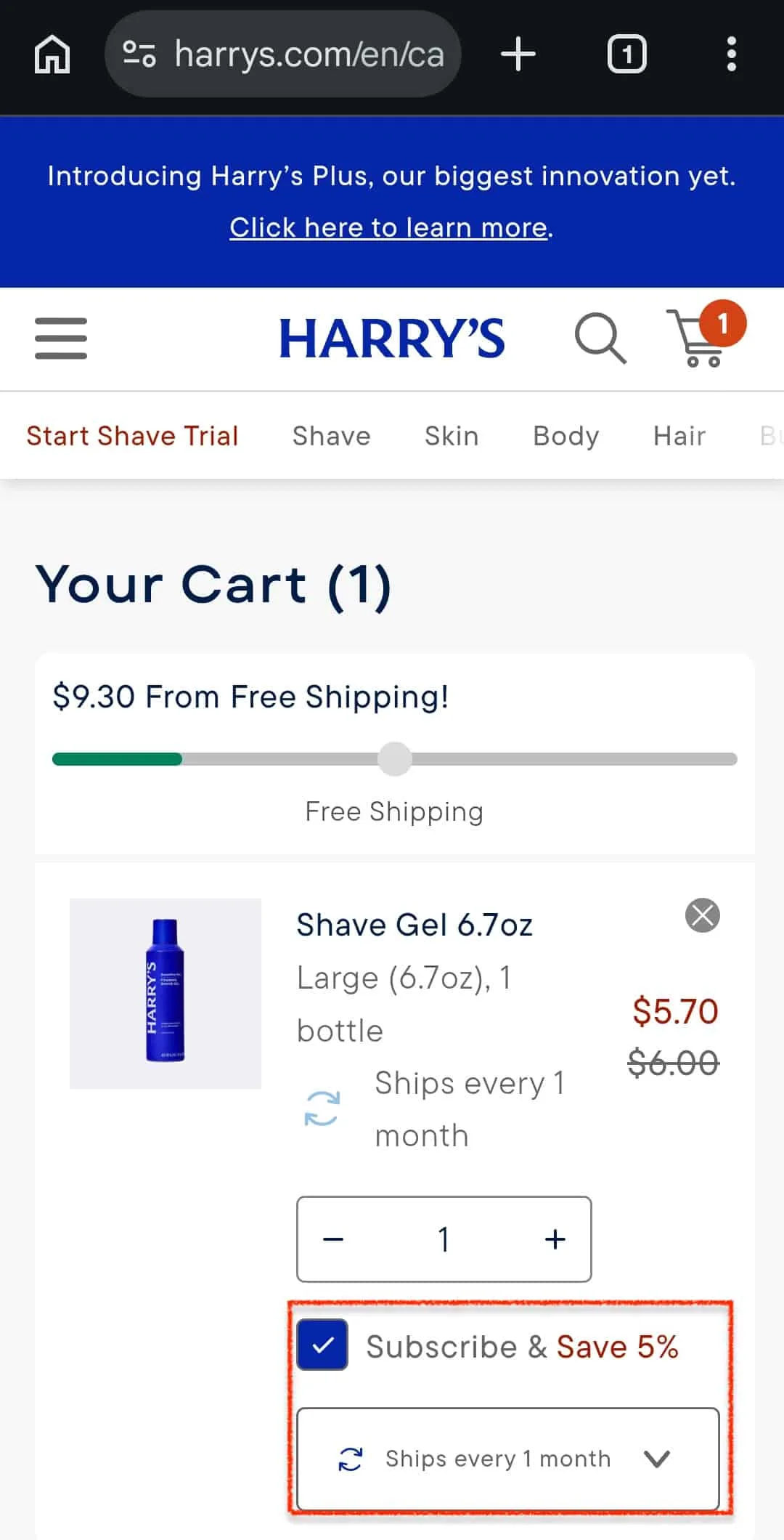 Harry's mobile chekcout example