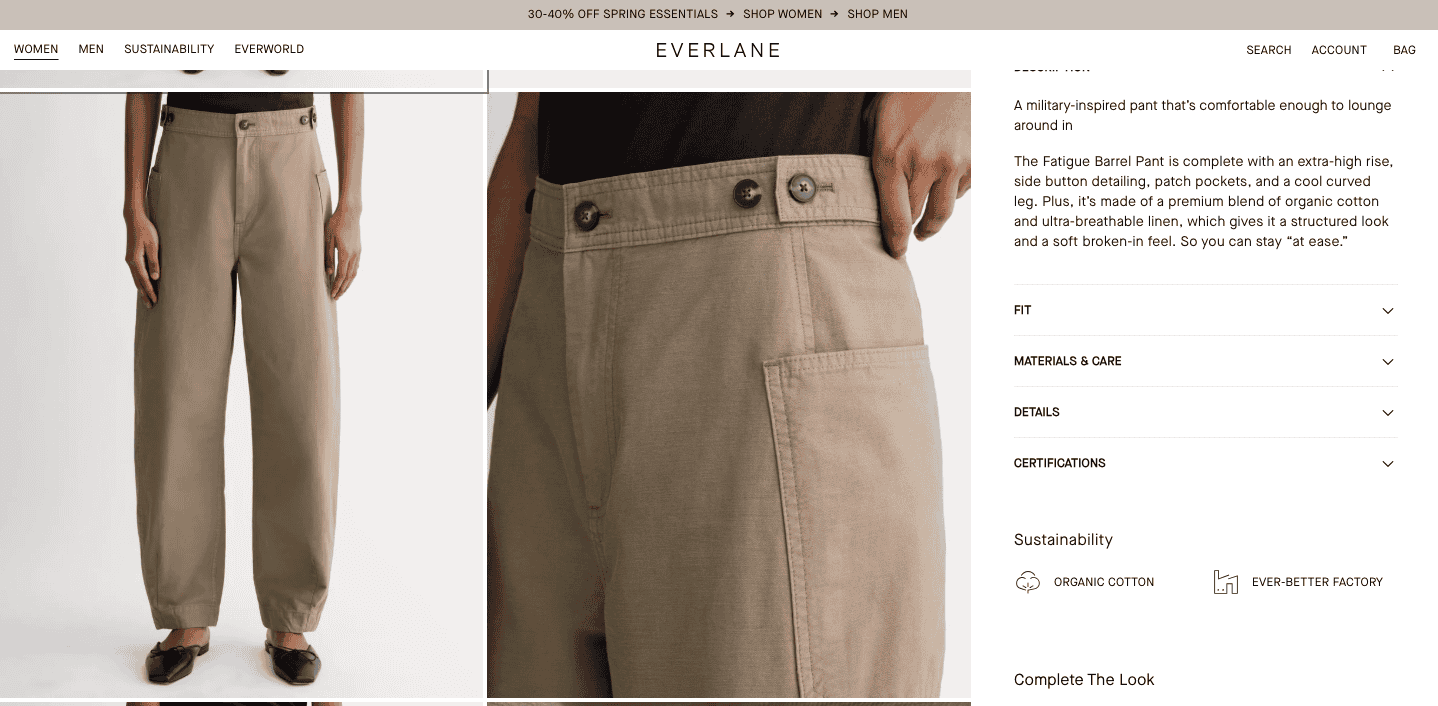 everlane product page example