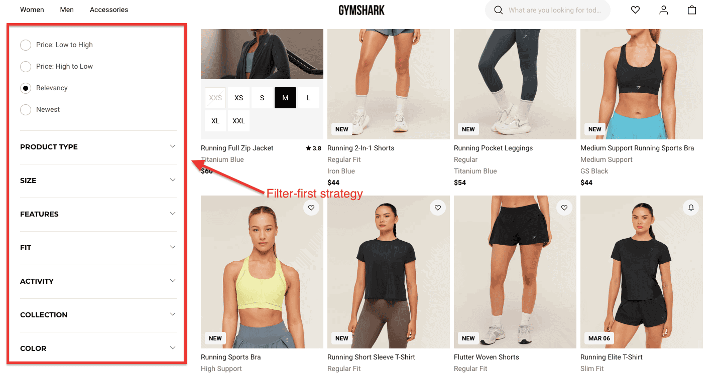 gymshark landing page example