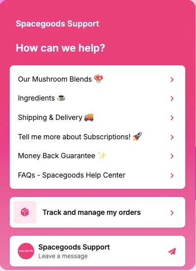 BFCM customer support UX change example: Spacegoods