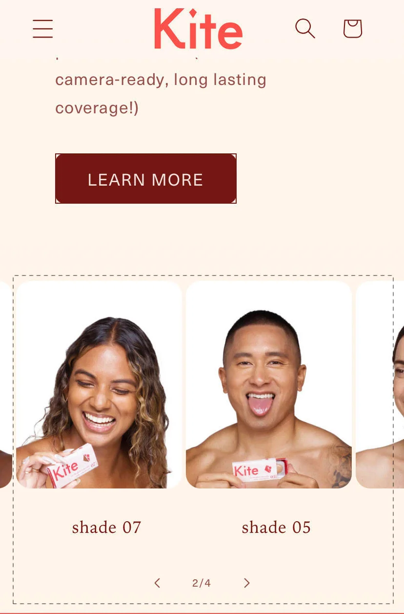 Example of superior UX on mobile through swipeable recommendations