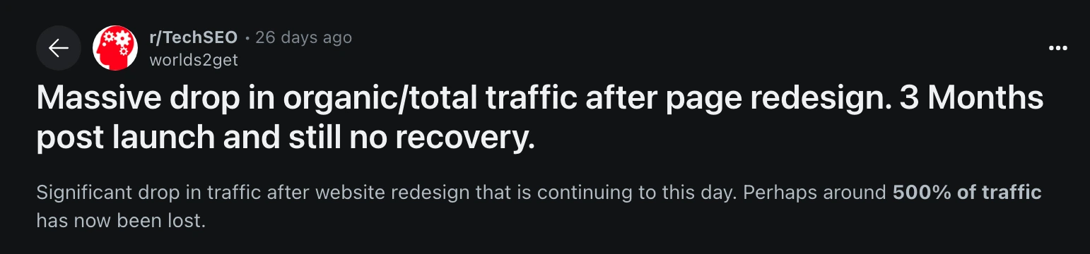 SEO organic traffic drop - Why A Website Redesign Won't Increase Your eCommerce Conversion Rate