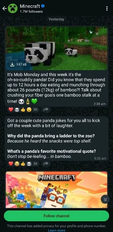 WhatsApp channel example