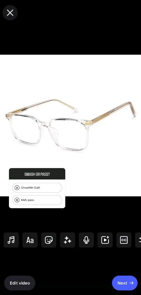 Example of a poll on Instagram reels