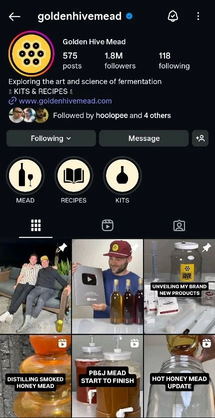 Golden Hive Mead Creator profile drives sales by just leveraging community feedback and no sales