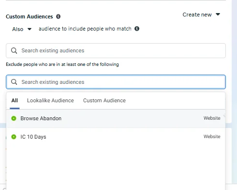 Retargeting through facebook ads from custom audiences