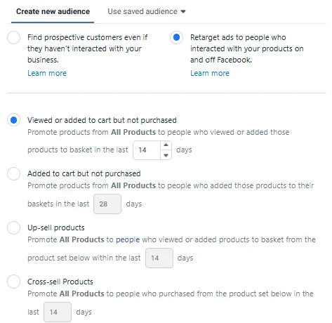 Retarget audiences on Facebook by behavior