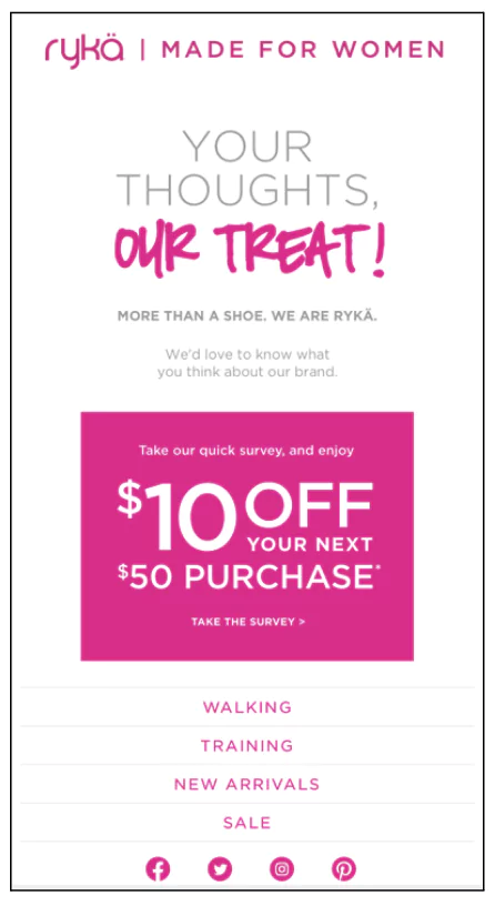 Feedback email exaple eCommerce
