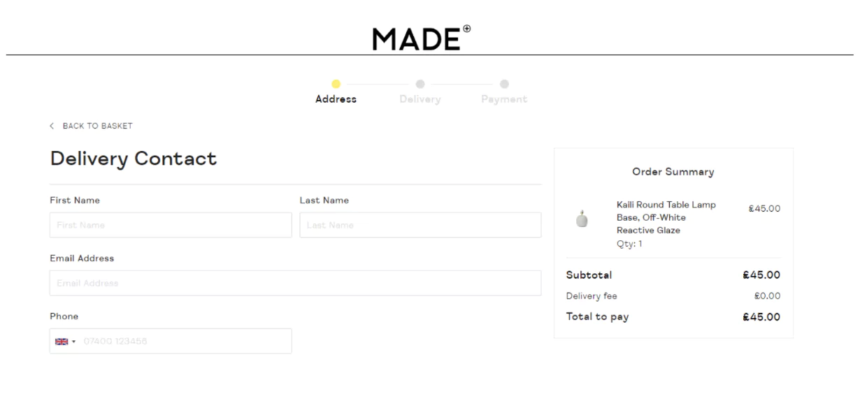 progress bar on eCommerce cart page